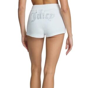 Juicy Couture White Velour Shorts Large NWT Rhinestone Logo Lounge Sleepwear